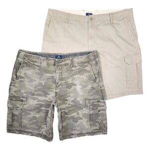 George Cargo Shorts Mens 38 Beige Camo Casual Comfort Outdoors Punk Grunge‎ Y2k
